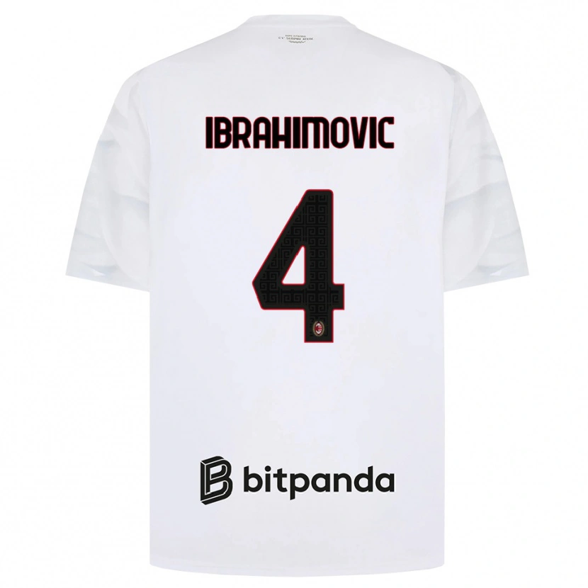 Danxen Kvinnor Vincent Ibrahimović #4 Vit Röd Svart Bortatröja Matchtröjor 2026/27 Tröjor T-Tröja