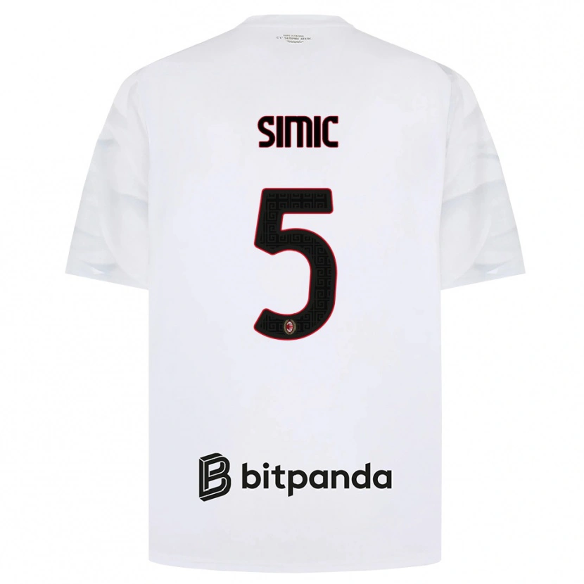 Danxen Kvinnor Jan-Carlo Simic #5 Vit Röd Svart Bortatröja Matchtröjor 2026/27 Tröjor T-Tröja