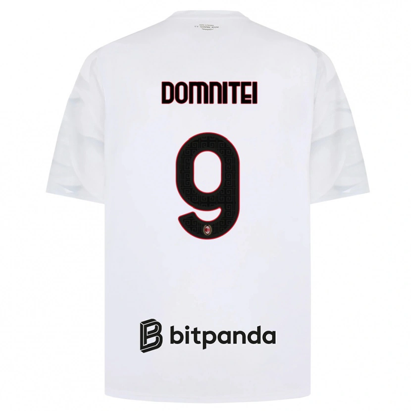 Danxen Kvinnor Francesco Domniței #9 Vit Röd Svart Bortatröja Matchtröjor 2026/27 Tröjor T-Tröja