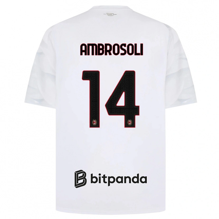 Danxen Kvinnor Pietro Ambrosoli #14 Vit Röd Svart Bortatröja Matchtröjor 2026/27 Tröjor T-Tröja