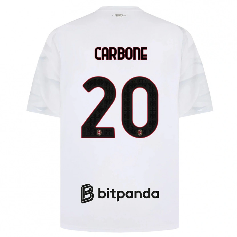 Danxen Kvinnor Emanuele Carbone #20 Vit Röd Svart Bortatröja Matchtröjor 2026/27 Tröjor T-Tröja