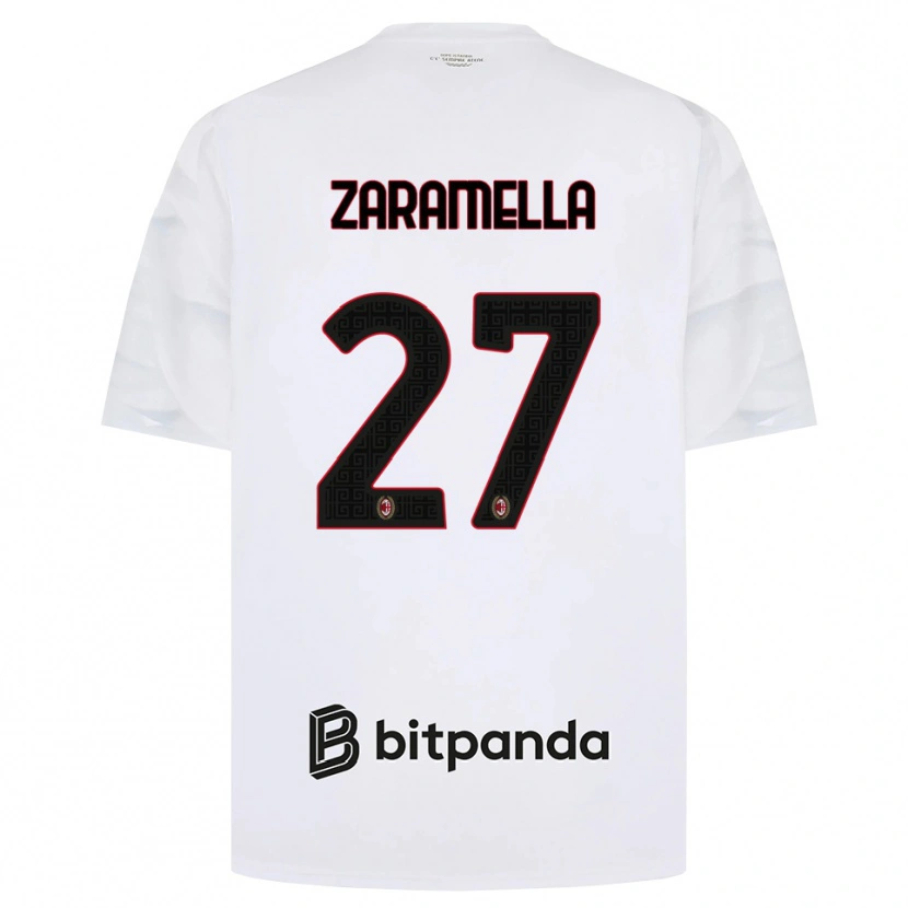 Danxen Kvinnor Mattia Zaramella #27 Vit Röd Svart Bortatröja Matchtröjor 2026/27 Tröjor T-Tröja