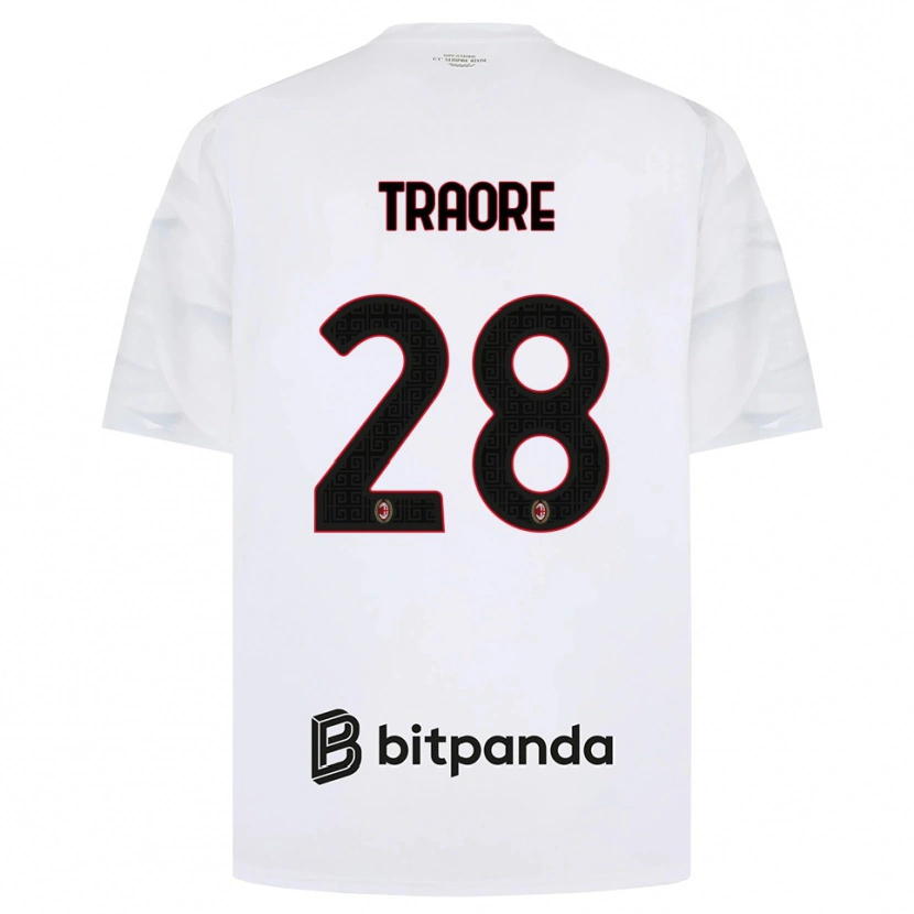 Danxen Kvinnor Chaka Traore #28 Vit Röd Svart Bortatröja Matchtröjor 2026/27 Tröjor T-Tröja