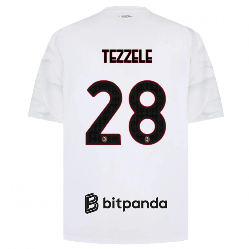 Danxen Kvinnor Matteo Tezzele #28 Vit Röd Svart Bortatröja Matchtröjor 2026/27 Tröjor T-Tröja