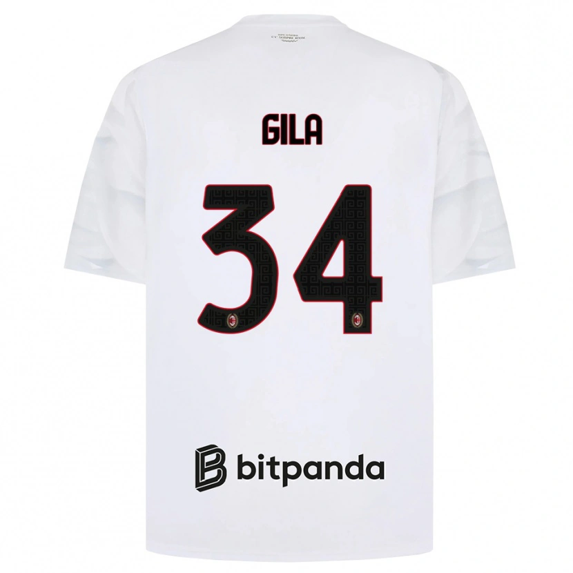 Danxen Kvinnor Mario Gila #34 Vit Röd Svart Bortatröja Matchtröjor 2026/27 Tröjor T-Tröja