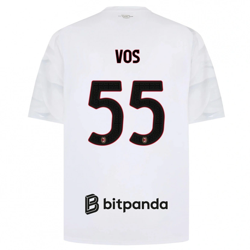Danxen Kvinnor Silvano Vos #55 Vit Röd Svart Bortatröja Matchtröjor 2026/27 Tröjor T-Tröja