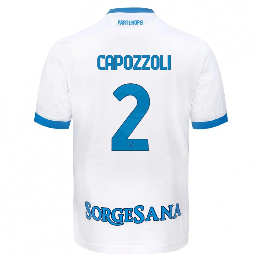 Danxen Kvinnor Emanuele Capozzoli #2 Vit Himmelblå Bortatröja Matchtröjor 2026/27 Tröjor T-Tröja
