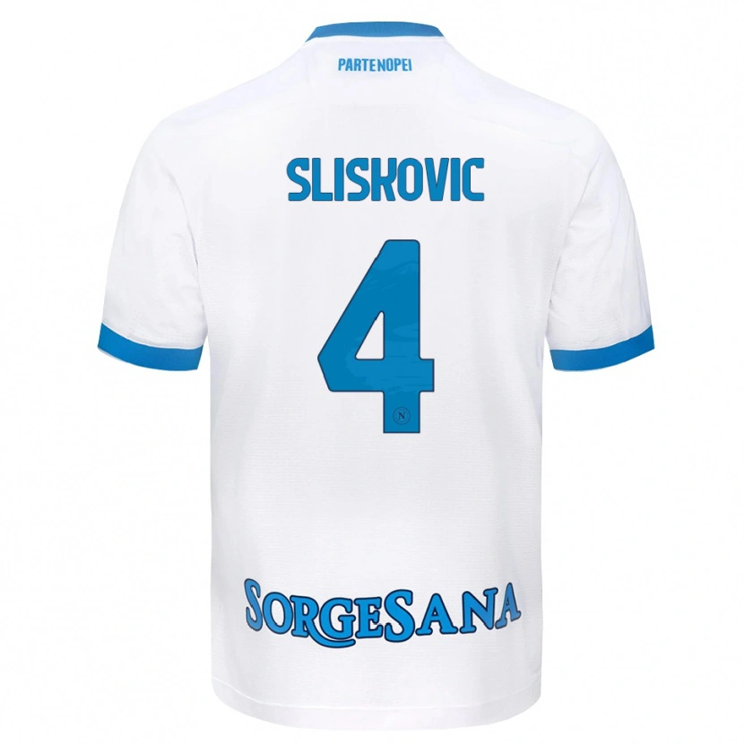 Danxen Kvinnor Gloria Slišković #4 Vit Himmelblå Bortatröja Matchtröjor 2026/27 Tröjor T-Tröja