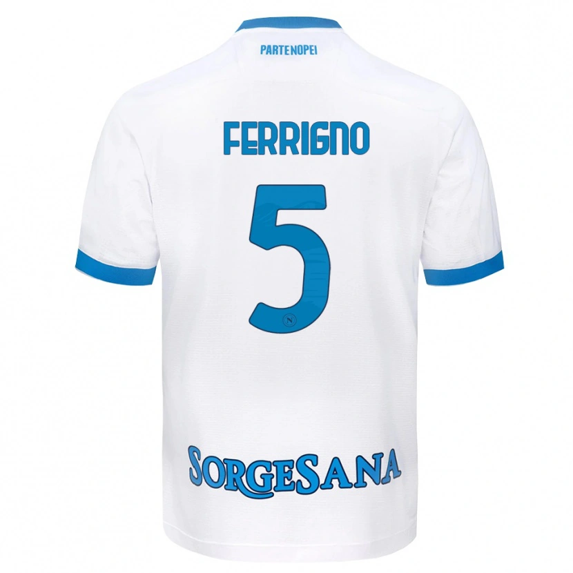 Danxen Kvinnor Vincenzo Ferrigno #5 Vit Himmelblå Bortatröja Matchtröjor 2026/27 Tröjor T-Tröja