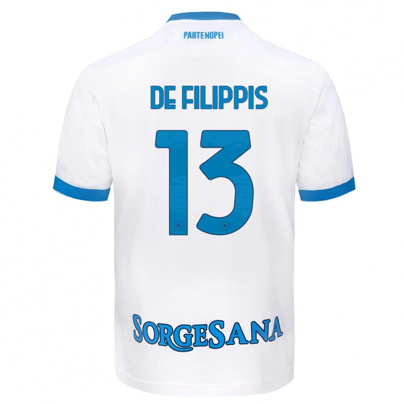 Danxen Kvinnor Antonio De Filippis #13 Vit Himmelblå Bortatröja Matchtröjor 2026/27 Tröjor T-Tröja