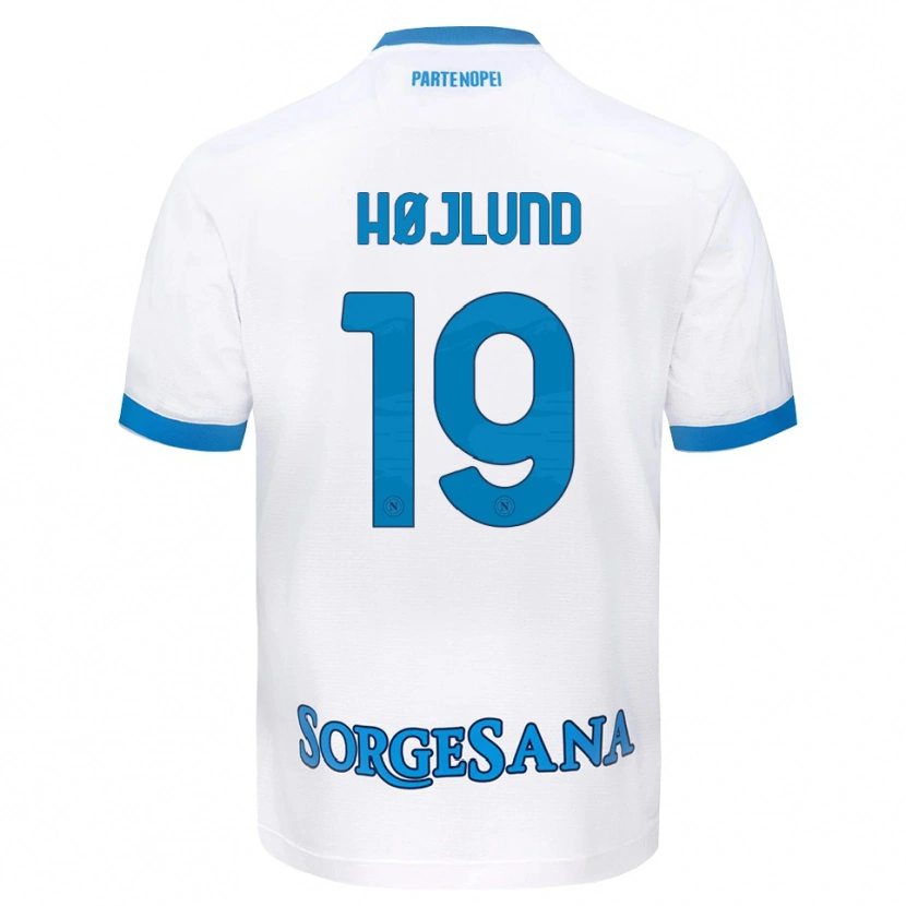 Danxen Kvinnor Rasmus Højlund #19 Vit Himmelblå Bortatröja Matchtröjor 2026/27 Tröjor T-Tröja