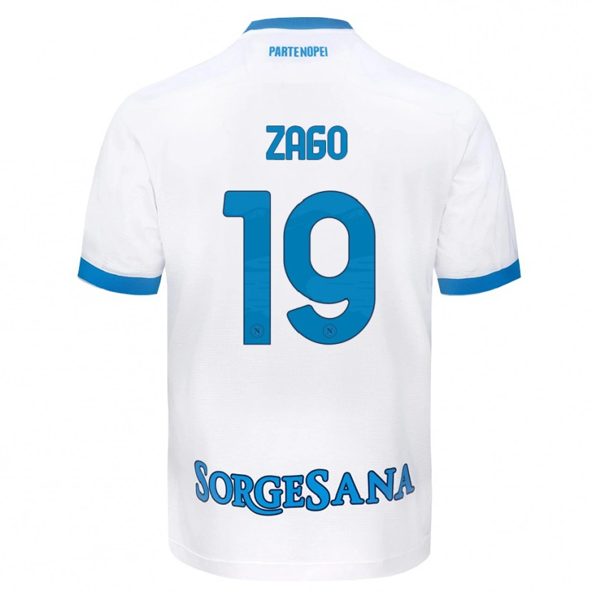 Danxen Kvinnor Gabriele Zago #19 Vit Himmelblå Bortatröja Matchtröjor 2026/27 Tröjor T-Tröja
