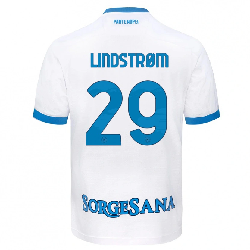 Danxen Kvinnor Jesper Lindstrøm #29 Vit Himmelblå Bortatröja Matchtröjor 2026/27 Tröjor T-Tröja