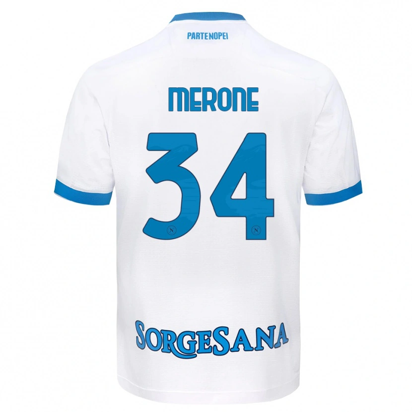 Danxen Kvinnor Alessandro Merone #34 Vit Himmelblå Bortatröja Matchtröjor 2026/27 Tröjor T-Tröja