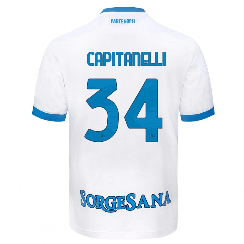 Danxen Kvinnor Ilaria Capitanelli #34 Vit Himmelblå Bortatröja Matchtröjor 2026/27 Tröjor T-Tröja