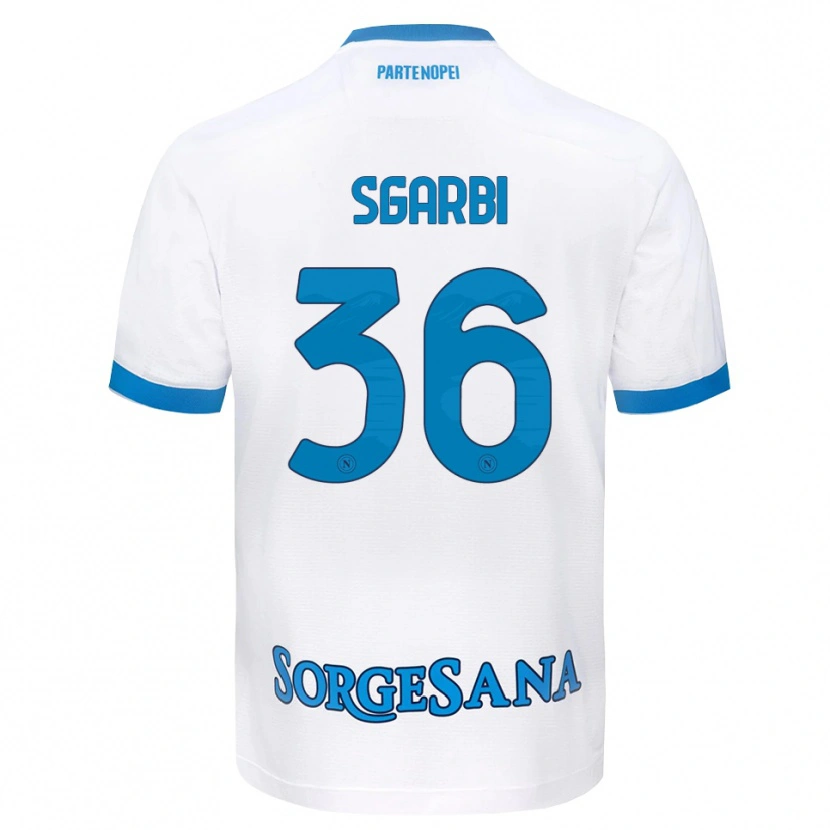 Danxen Kvinnor Lorenzo Sgarbi #36 Vit Himmelblå Bortatröja Matchtröjor 2026/27 Tröjor T-Tröja