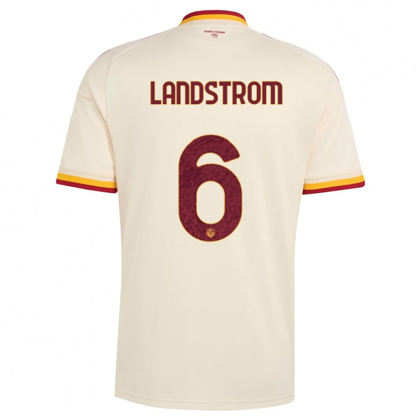 Danxen Kvinnor Elin Landstrom #6 Champagne Röd Gul Bortatröja Matchtröjor 2026/27 Tröjor T-Tröja