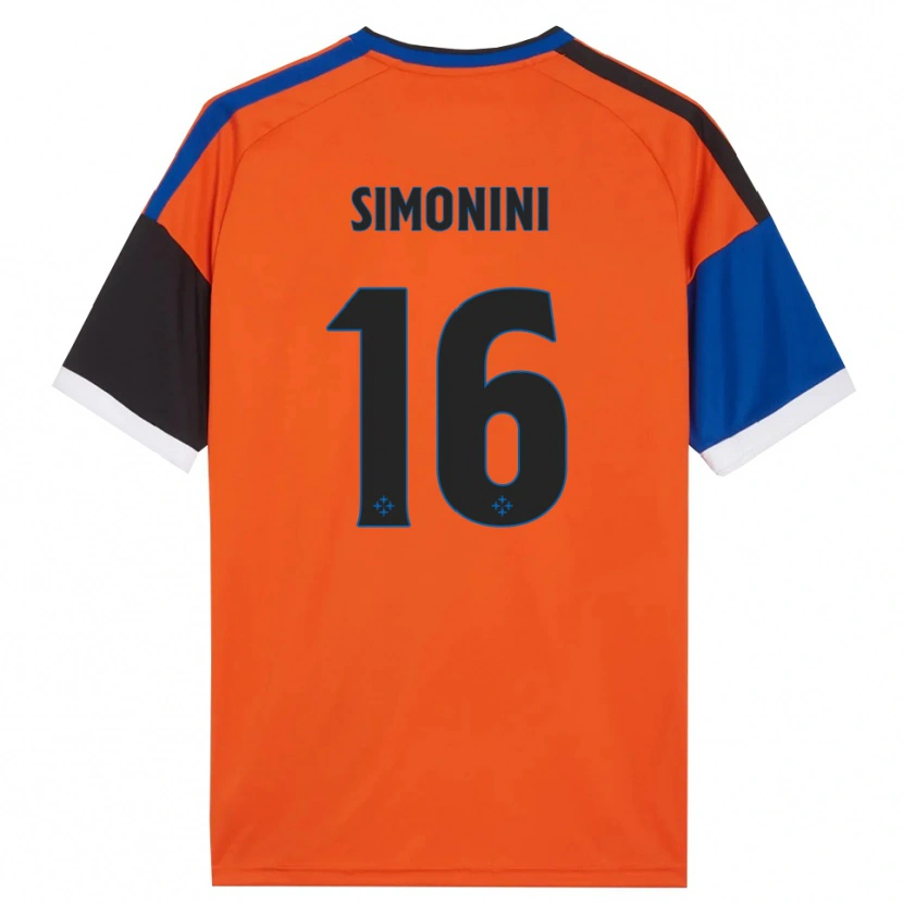 Danxen Kvinnor Nicolò Simonini #16 Orange Blå Svart Vit Bortatröja Matchtröjor 2026/27 Tröjor T-Tröja