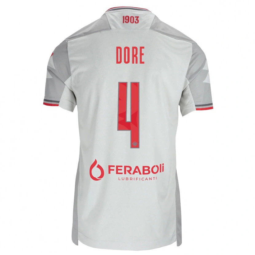 Danxen Kvinnor Salvatore Dore #4 Grå Vit Röd Bortatröja Matchtröjor 2026/27 Tröjor T-Tröja
