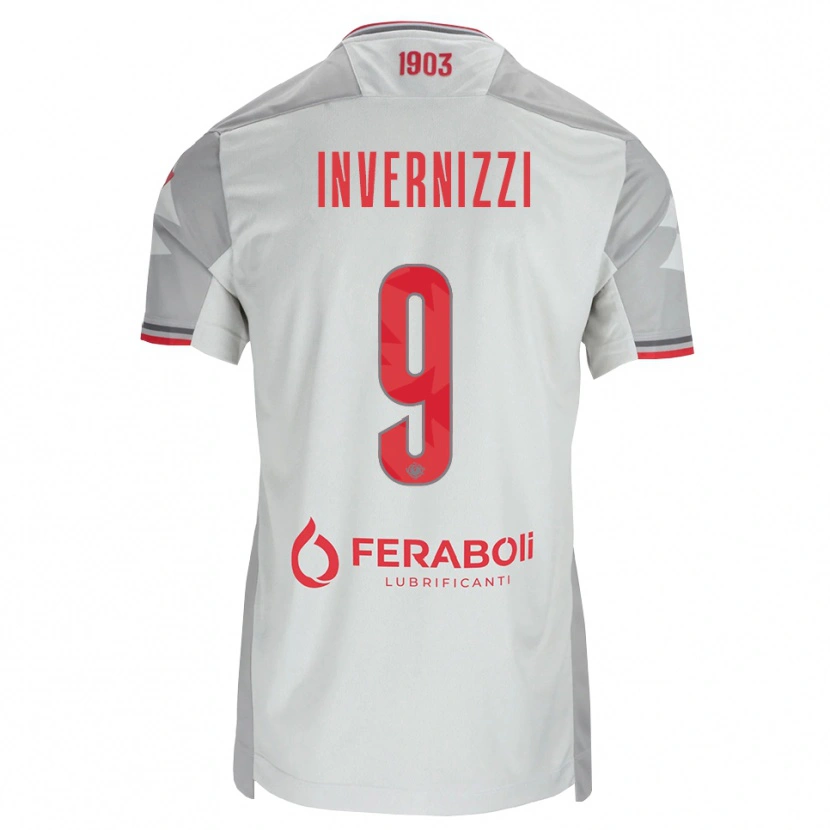 Danxen Kvinnor Leonardo Invernizzi #9 Grå Vit Röd Bortatröja Matchtröjor 2026/27 Tröjor T-Tröja