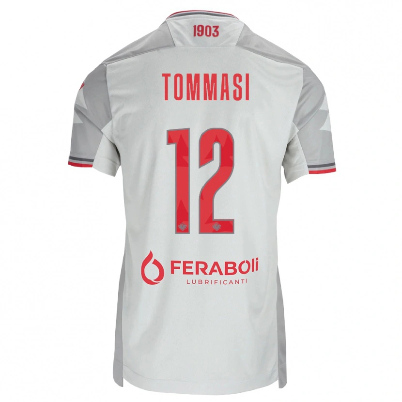 Danxen Kvinnor Francesco Tommasi #12 Grå Vit Röd Bortatröja Matchtröjor 2026/27 Tröjor T-Tröja