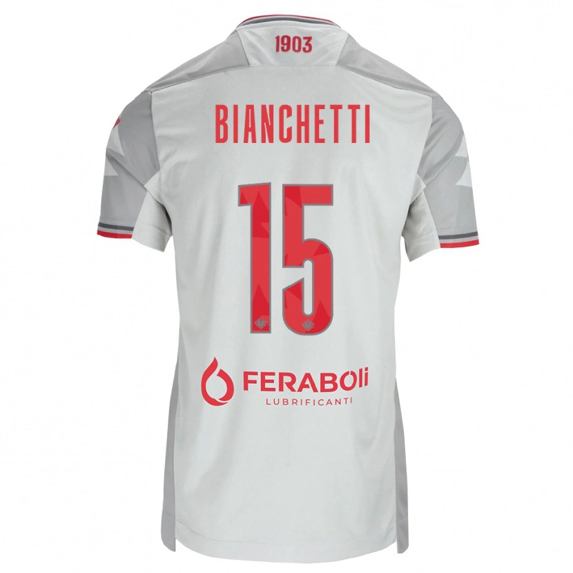 Danxen Kvinnor Matteo Bianchetti #15 Grå Vit Röd Bortatröja Matchtröjor 2026/27 Tröjor T-Tröja