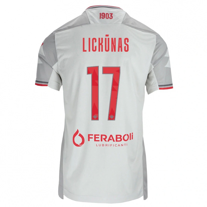 Danxen Kvinnor Adrian Lickūnas #17 Grå Vit Röd Bortatröja Matchtröjor 2026/27 Tröjor T-Tröja