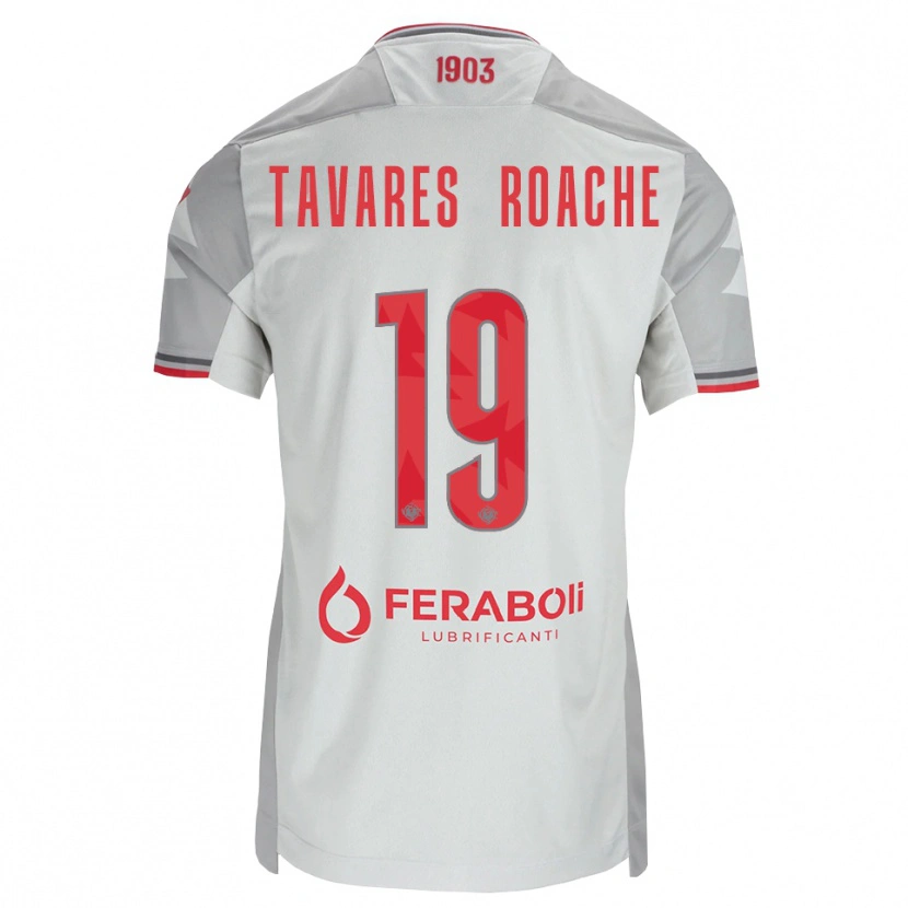 Danxen Kvinnor Carter Tavares Roache #19 Grå Vit Röd Bortatröja Matchtröjor 2026/27 Tröjor T-Tröja