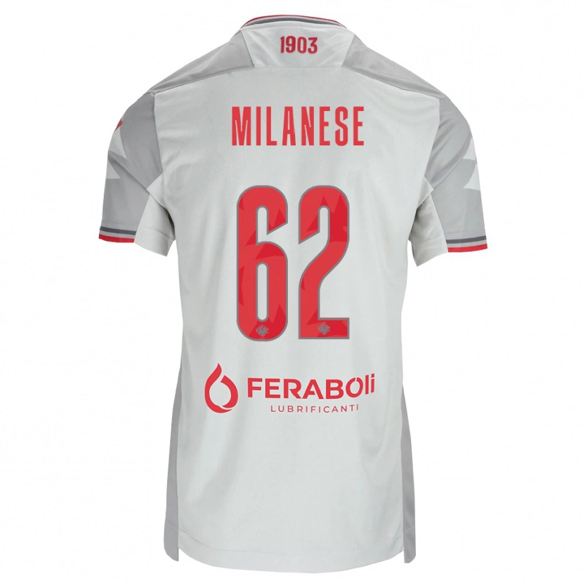 Danxen Kvinnor Tommaso Milanese #62 Grå Vit Röd Bortatröja Matchtröjor 2026/27 Tröjor T-Tröja