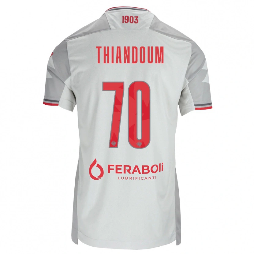 Danxen Kvinnor Omar Thiandoum #70 Grå Vit Röd Bortatröja Matchtröjor 2026/27 Tröjor T-Tröja