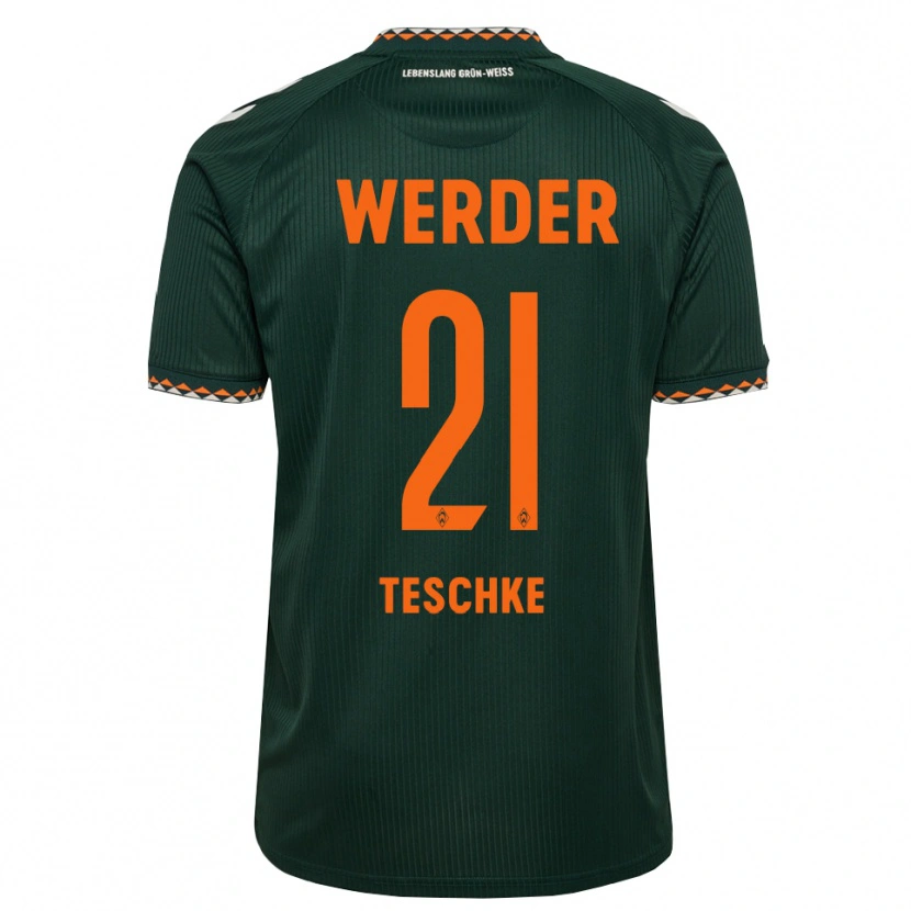 Danxen Kvinnor Tim Teschke #21 Mörkgrön Orange Vit Bortatröja Matchtröjor 2026/27 Tröjor T-Tröja