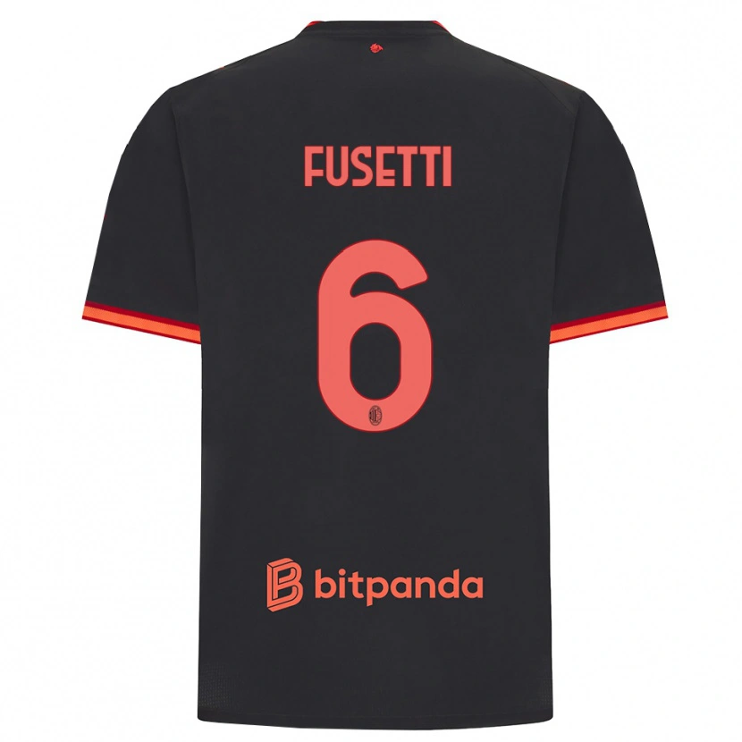 Danxen Kvinnor Laura Fusetti #6 Svart Röd Tredjesatsen Matchtröjor 2026/27 Tröjor T-Tröja
