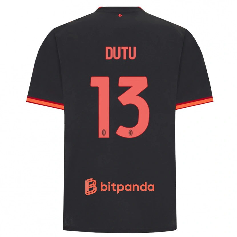 Danxen Kvinnor Matteo Dutu #13 Svart Röd Tredjesatsen Matchtröjor 2026/27 Tröjor T-Tröja