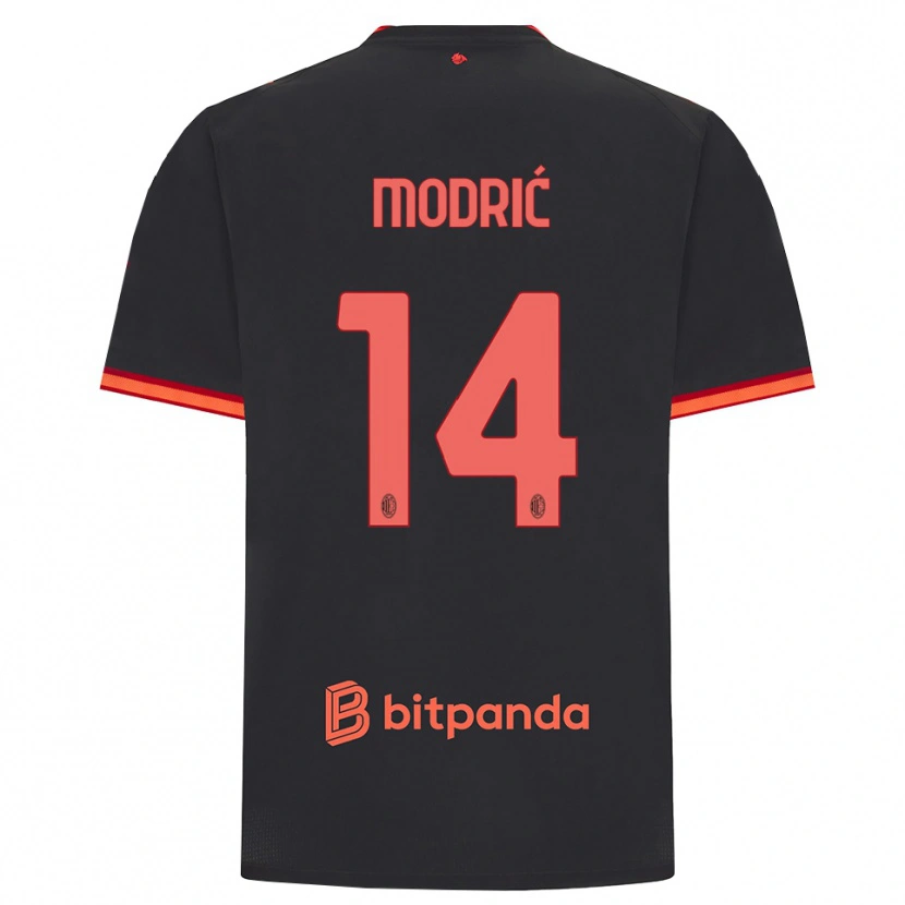 Danxen Kvinnor Luka Modrić #14 Svart Röd Tredjesatsen Matchtröjor 2026/27 Tröjor T-Tröja