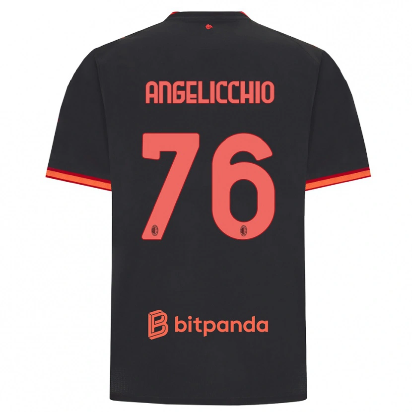 Danxen Kvinnor Mattia Angelicchio #76 Svart Röd Tredjesatsen Matchtröjor 2026/27 Tröjor T-Tröja