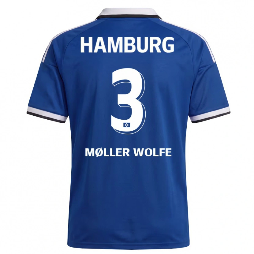 Danxen Barn David Møller Wolfe #3 Vit Blå Bortatröja Matchtröjor 2026/27 Tröjor T-Tröja