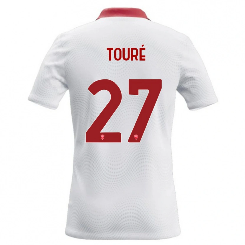 Danxen Barn Idrissa Touré #27 Vit Röd Bortatröja Matchtröjor 2026/27 Tröjor T-Tröja
