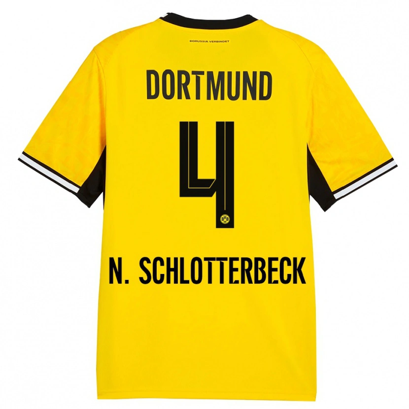 Danxen Barn Nico Schlotterbeck #4 Gul Svart Vit Hemmatröja Matchtröjor 2026/27 Tröjor T-Tröja