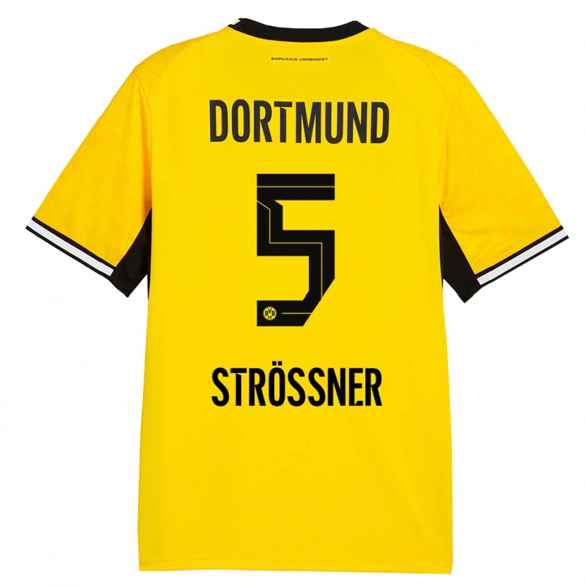Danxen Barn Lenni Strößner #5 Gul Svart Vit Hemmatröja Matchtröjor 2026/27 Tröjor T-Tröja