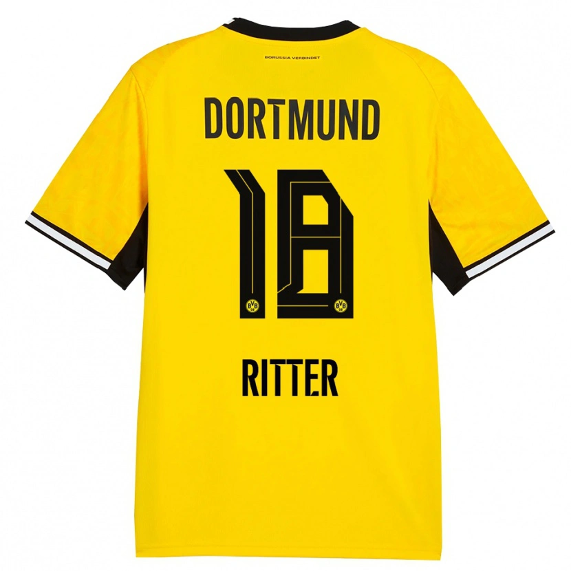 Danxen Barn Roméo Ritter #18 Gul Svart Vit Hemmatröja Matchtröjor 2026/27 Tröjor T-Tröja