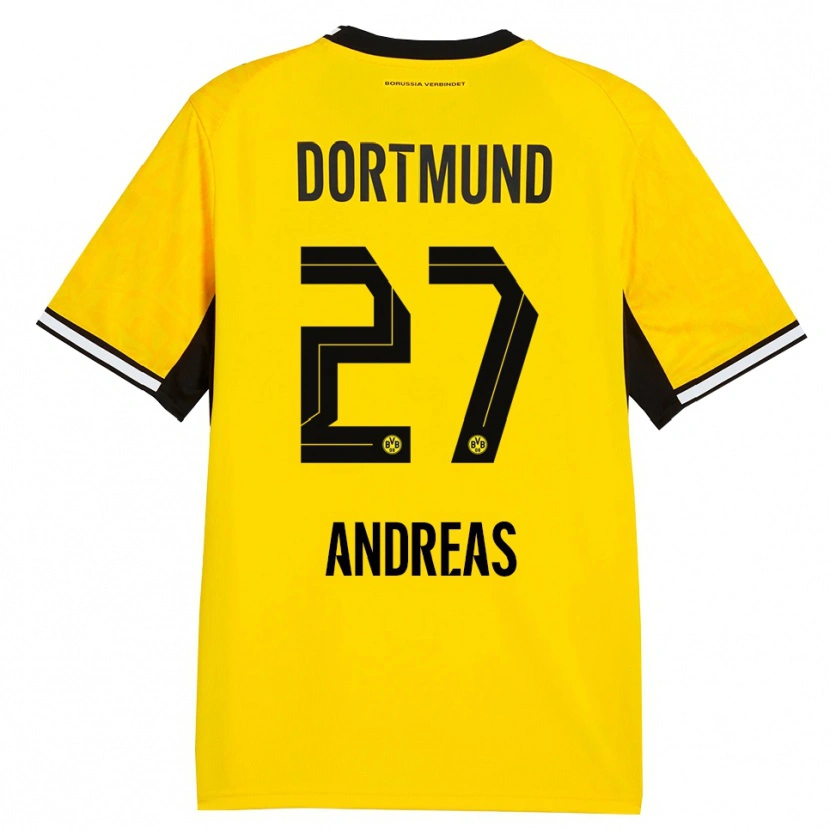 Danxen Barn Kuno Andreas #27 Gul Svart Vit Hemmatröja Matchtröjor 2026/27 Tröjor T-Tröja