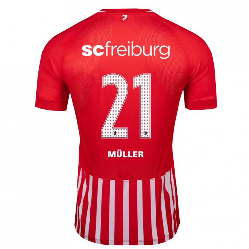 Danxen Barn Florian Müller #21 Röd Vit Svart Hemmatröja Matchtröjor 2026/27 Tröjor T-Tröja