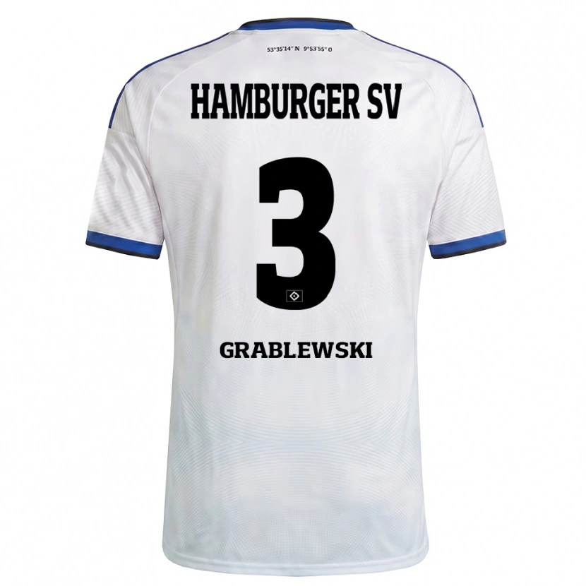 Danxen Barn Max Grablewski #3 Vit Svart Blå Hemmatröja Matchtröjor 2026/27 Tröjor T-Tröja