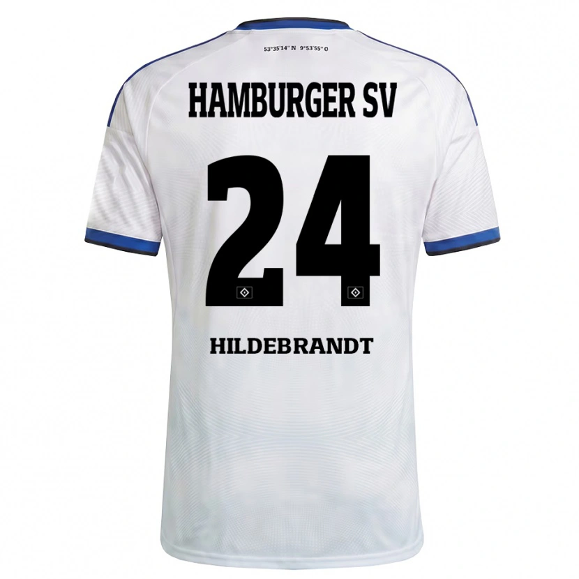 Danxen Barn Tjark Hildebrandt #24 Vit Svart Blå Hemmatröja Matchtröjor 2026/27 Tröjor T-Tröja
