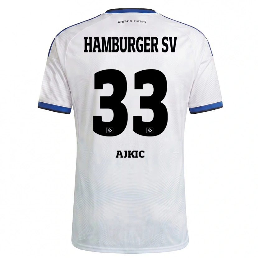 Danxen Barn Selim Ajkic #33 Vit Svart Blå Hemmatröja Matchtröjor 2026/27 Tröjor T-Tröja
