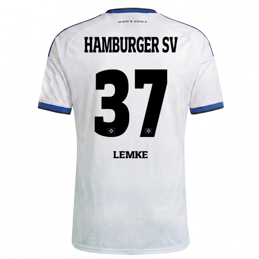 Danxen Barn Louis Lemke #37 Vit Svart Blå Hemmatröja Matchtröjor 2026/27 Tröjor T-Tröja
