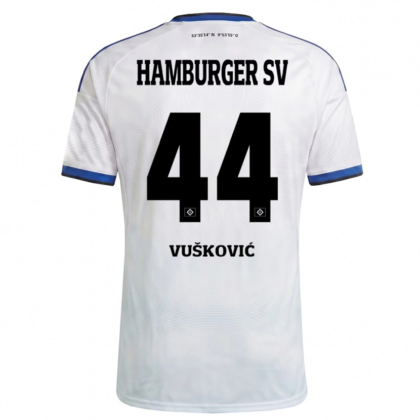 Danxen Barn Mario Vuskovic #44 Vit Svart Blå Hemmatröja Matchtröjor 2026/27 Tröjor T-Tröja