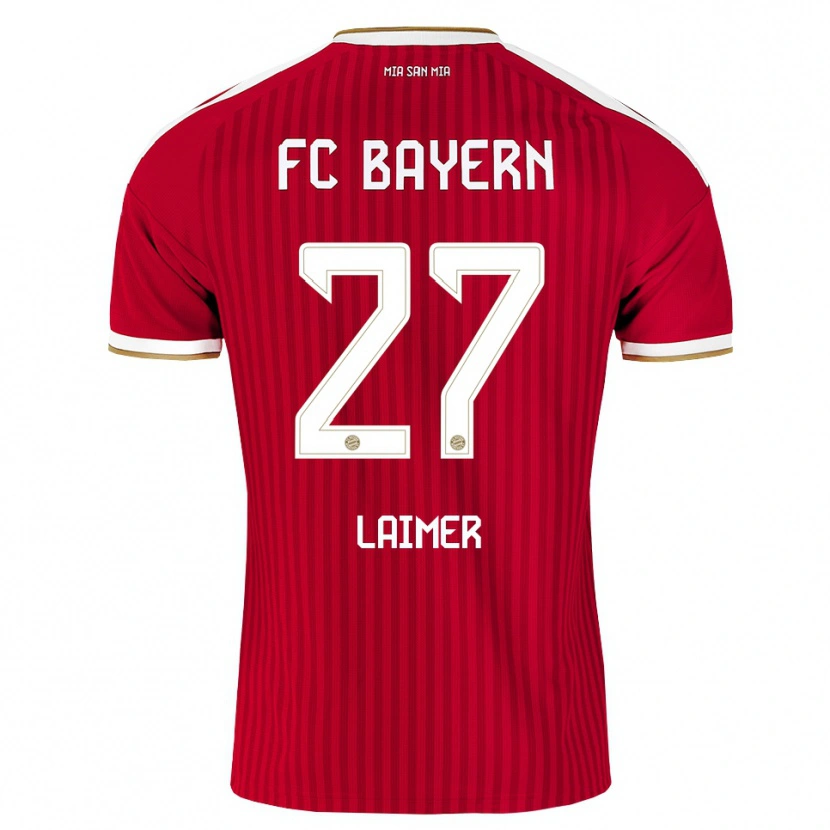 Danxen Barn Konrad Laimer #27 Röd Vit Blå Hemmatröja Matchtröjor 2026/27 Tröjor T-Tröja