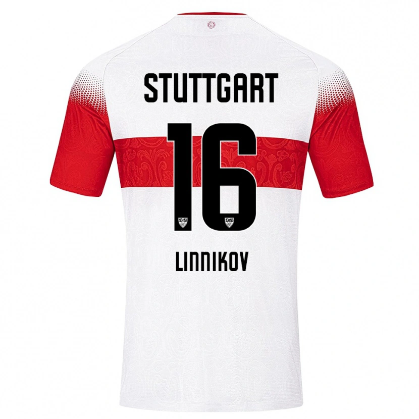 Danxen Barn Vsevolod Linnikov #16 Vit Röd Gul Hemmatröja Matchtröjor 2026/27 Tröjor T-Tröja