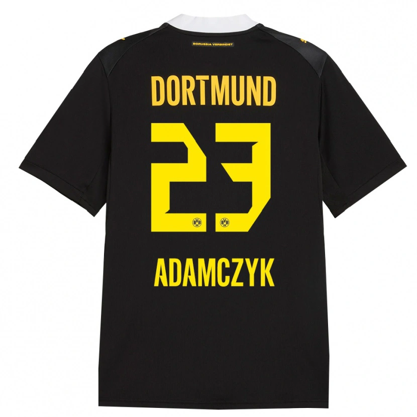 Danxen Barn Nico Adamczyk #23 Svart Röd Gul Bortatröja Matchtröjor 2026/27 Tröjor T-Tröja